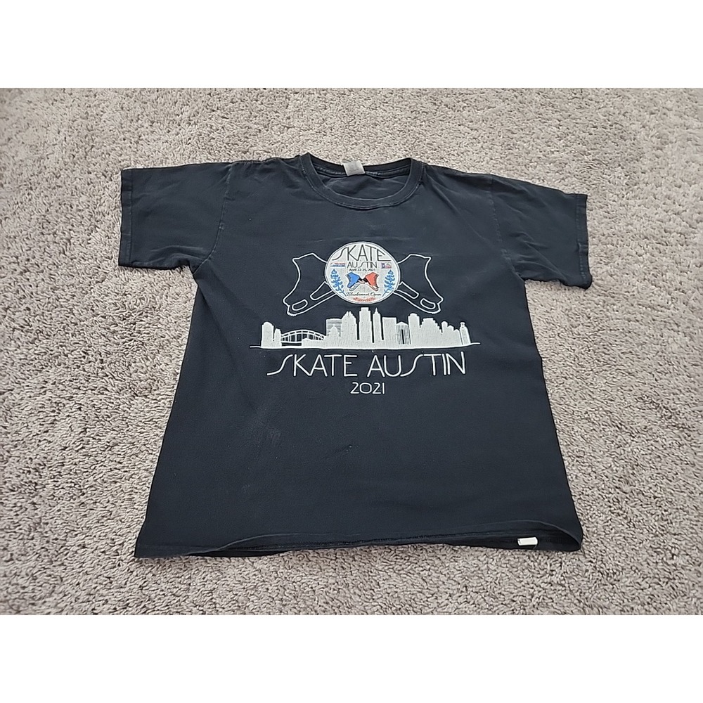 Skate Austin 2021 Bluebonnet T Shirt Youth Boys L Gildan Black Event Merch